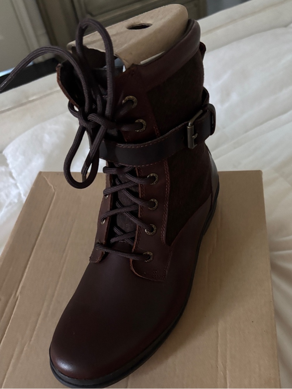 UGG Women's Lace-Up Ankle Boot with BuckleKesey - Dark Brown